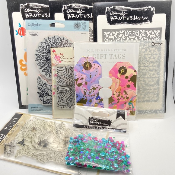 Papercrafting Bundle — Stamps, Dies, Embossing Folder, and More - Picture 1 of 10